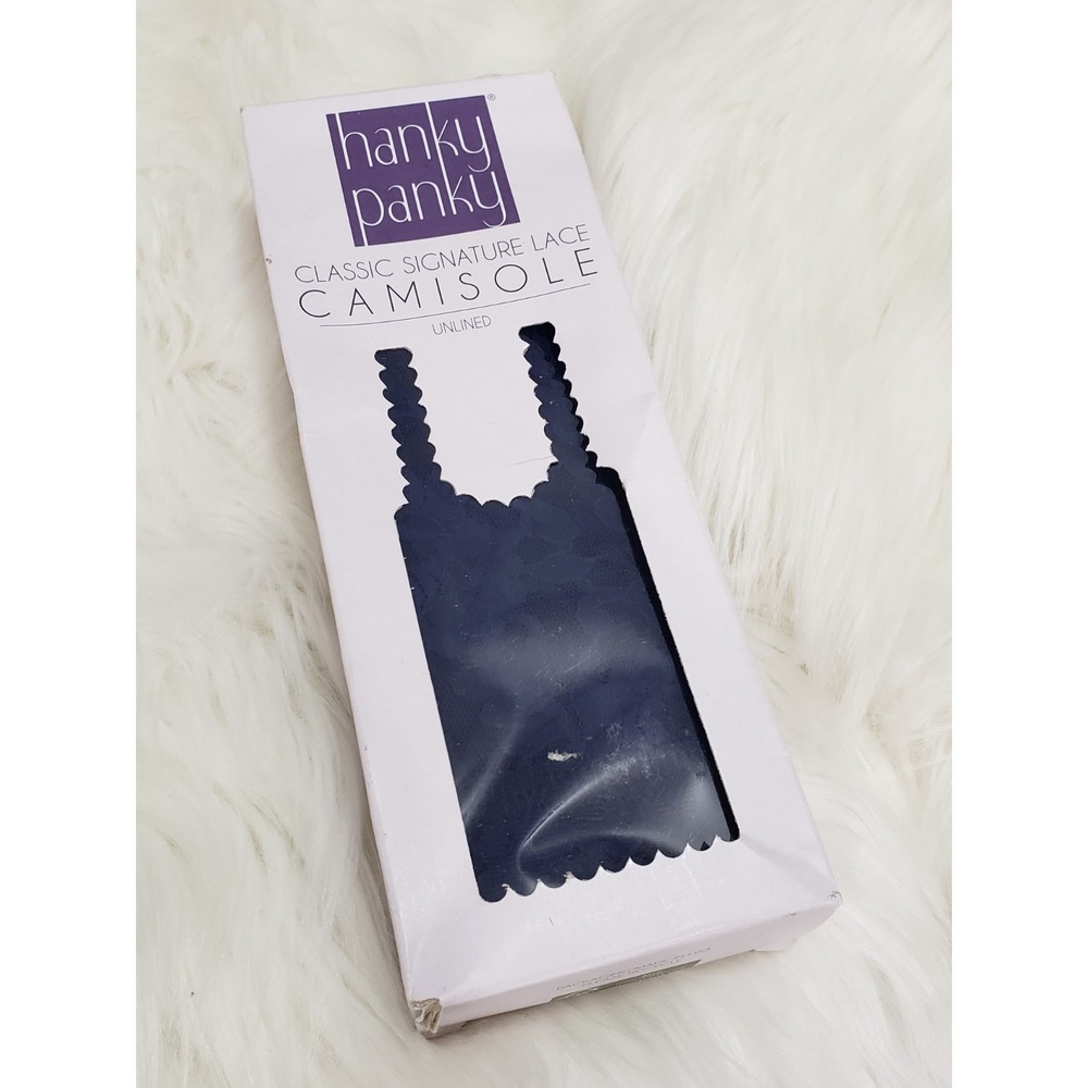 NEW SMALL NAVY BLUE Hanky Panky Signature Lace Unlined Camisole 1390L 1390LP